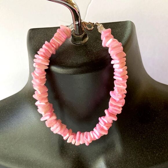 PUKA SHELL Pink Bracelet Metal Clasp Closure Unisex Men Women 9 inches - Picture 4 of 7